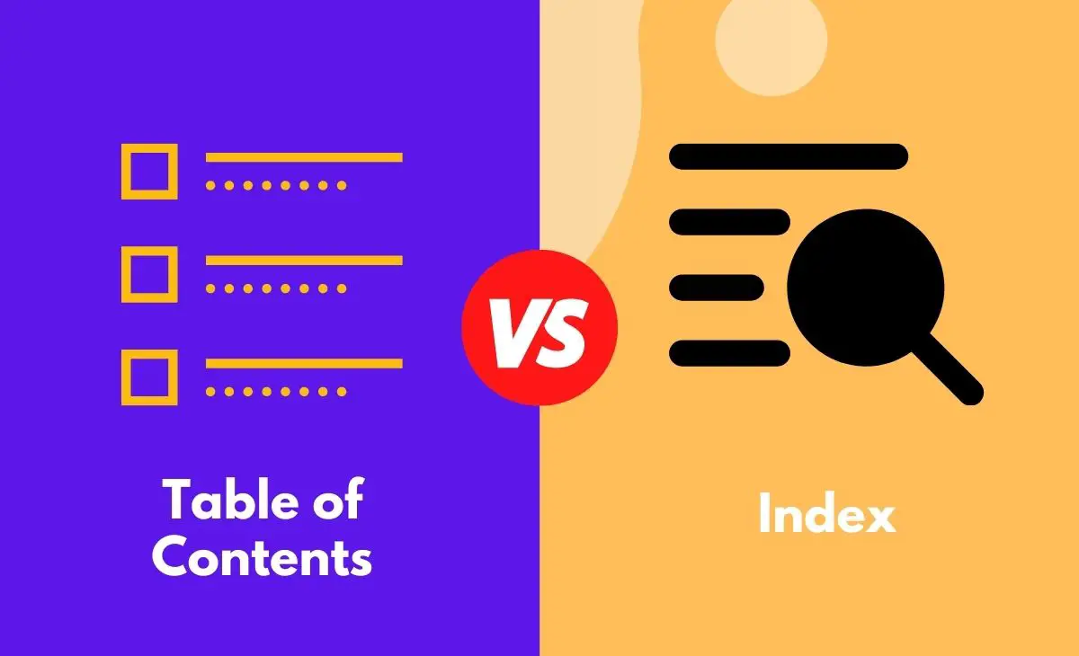Difference Between Table of Contents and Index