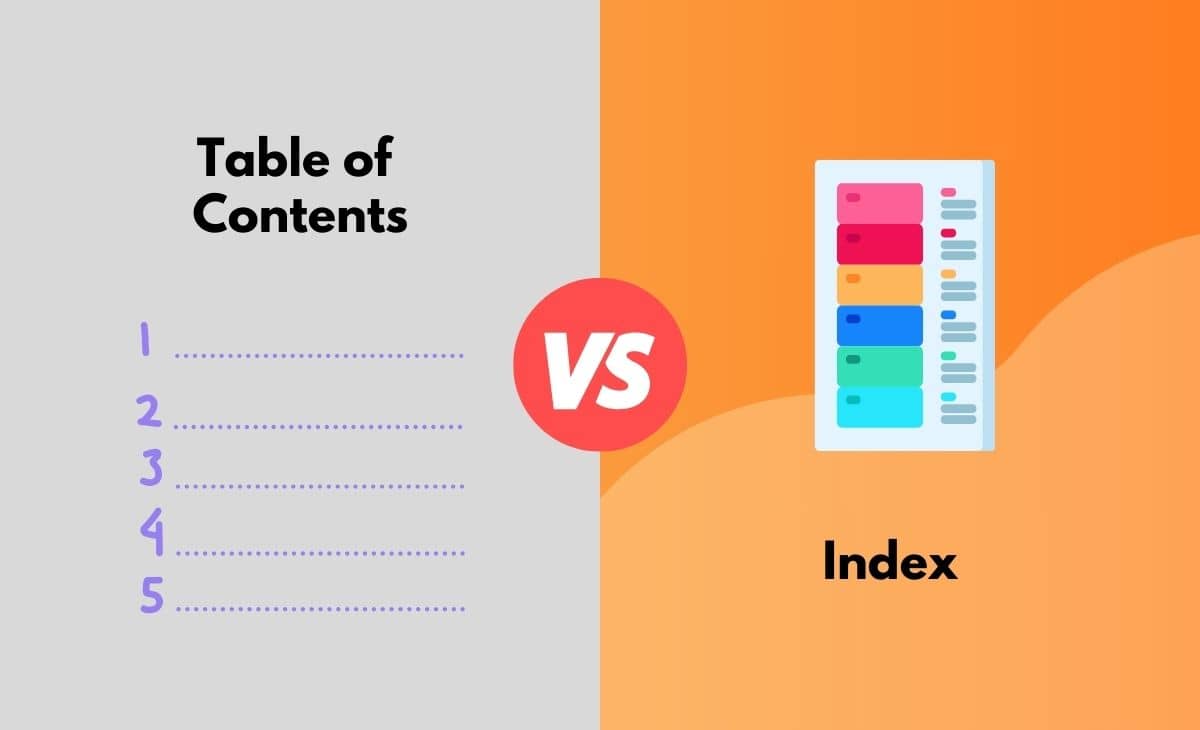 Difference Between Table of Contents and Index